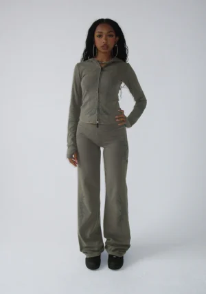 Curse Sculpt Stretch ZIP Tracksuit Washed Army Green
