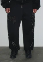 Daggers Rhinestone Sweatpants Black-1