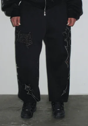 Daggers Rhinestone Sweatpants Black-1
