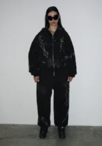 Daggers Rhinestone Sweatpants Black-2