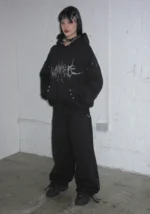 Destroy Chrome Pierced Oversized Sweatpants Black-2