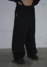 Destroy Chrome Pierced Oversized Sweatpants Black-3