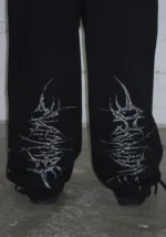 Destroy Chrome Pierced Oversized Sweatpants Black-4