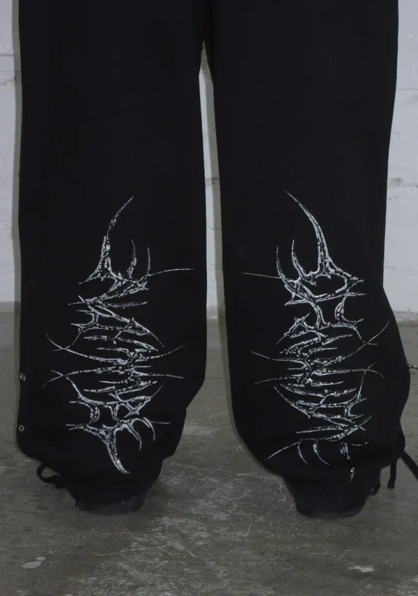 Destroy Chrome Pierced Oversized Sweatpants Black-4