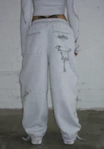 Destroy Cropped Fitted Rib ZIP Tracksuit Grey Marl-2