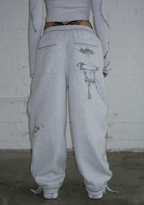Destroy Cropped Fitted Rib ZIP Tracksuit Grey Marl-2