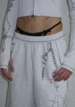 Destroy Cropped Fitted Rib ZIP Tracksuit Grey Marl-4