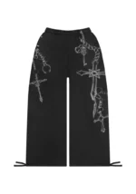 Destroy Studded Oversized Sweatpants Black Vintage Wash
