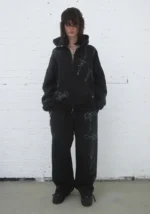 Destroy Studded Oversized Sweatpants Black Vintage Wash-5