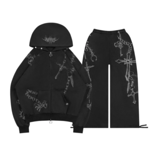 Destroy Studded ZIP Tracksuit Black Vintage Wash