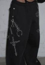 Destroy Studded ZIP Tracksuit Black Vintage Wash-4
