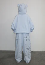 Dreamer Rhinestone Teddy Oversized Sweatpants Baby Blue-2