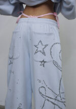 Dreamer Rhinestone Teddy Oversized Sweatpants Baby Blue-4