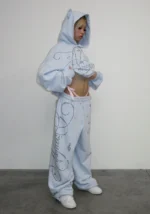 Dreamer Rhinestone Teddy Oversized Sweatpants Baby Blue-5