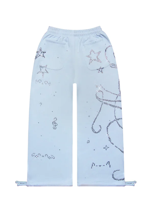 Dreamer Rhinestone Teddy Oversized Sweatpants Baby Blue-7