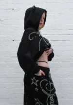 Dreamer Rhinestone Teddy Oversized Sweatpants Black-4