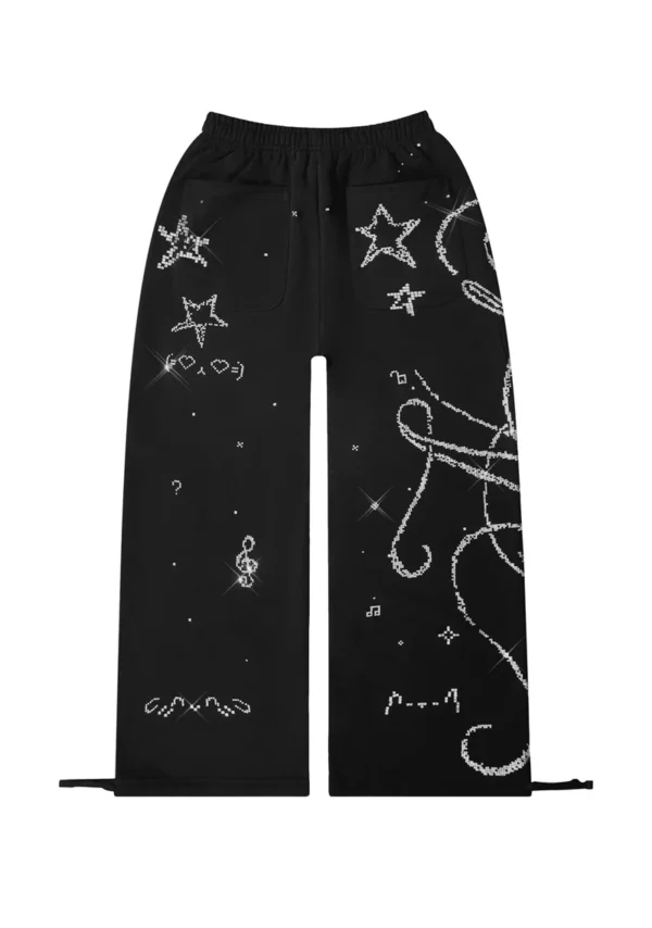Dreamer Rhinestone Teddy Oversized Sweatpants Black-5