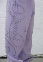 Dreamer Rhinestone Teddy Oversized Sweatpants Lilac-5