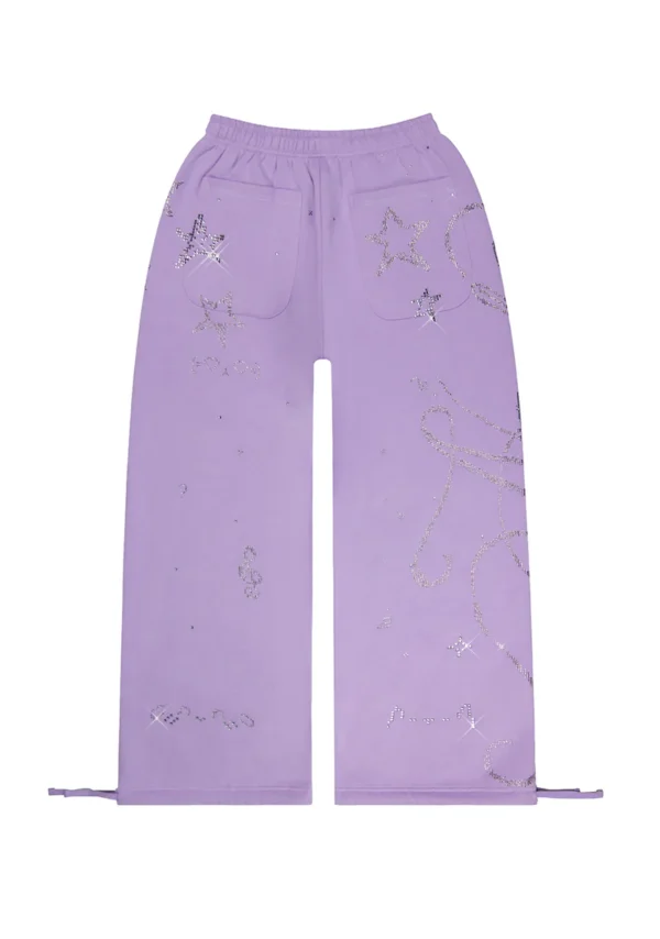 Dreamer Rhinestone Teddy Oversized Sweatpants Lilac-6