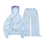 Dreamer Rhinestone Teddy Pullover Tracksuit Baby Blue