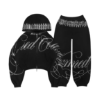 Enemy Rhinestone Crop ZIP Tracksuit Black