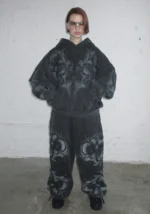 Euphoria Puff Print Oversized Sweatpants Washed Charcoal-1
