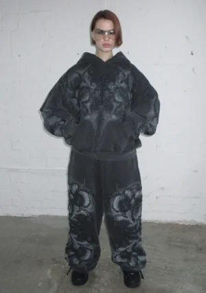 Euphoria Puff Print Oversized Sweatpants Washed Charcoal-1