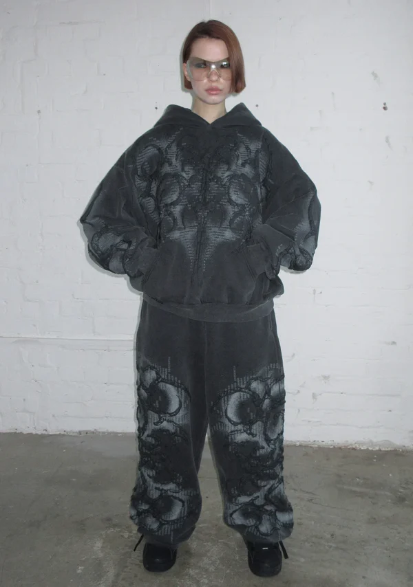 Euphoria Puff Print Oversized Sweatpants Washed Charcoal-1