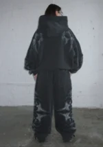 Euphoria Puff Print Oversized Sweatpants Washed Charcoal-2