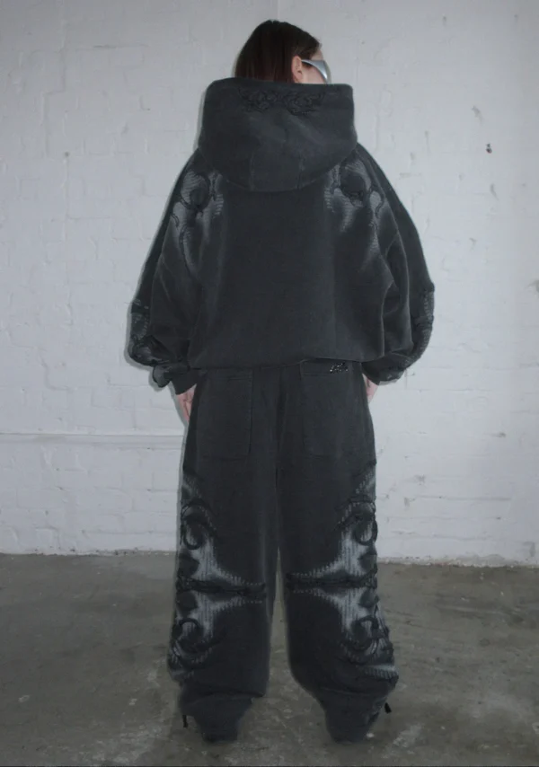 Euphoria Puff Print Oversized Sweatpants Washed Charcoal-2