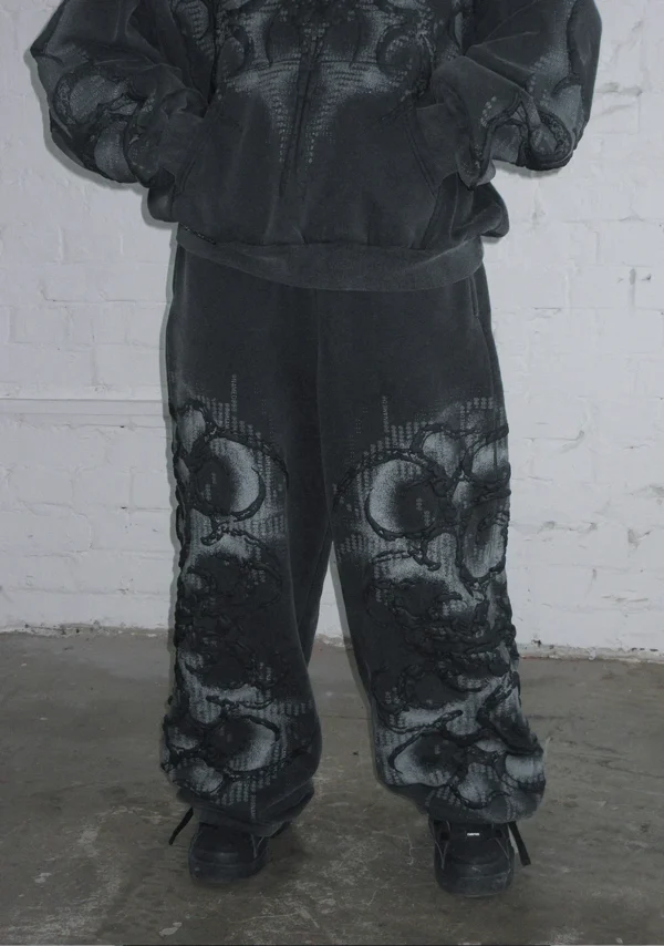 Euphoria Puff Print Oversized Sweatpants Washed Charcoal-3