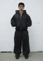 Faithful Leather Effect Oversized Sweatpants Black-1