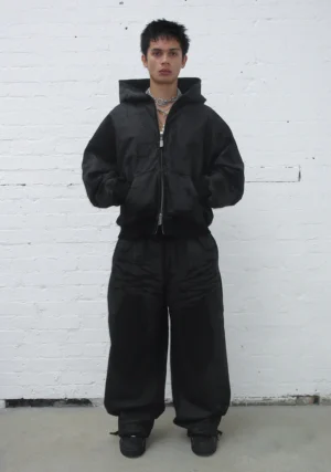 Faithful Leather Effect Oversized Sweatpants Black-1