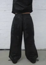 Faithful Leather Effect Oversized Sweatpants Black-2
