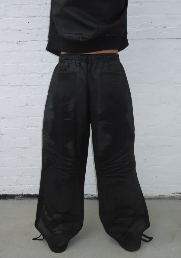 Faithful Leather Effect Oversized Sweatpants Black-2