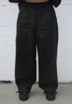 Faithful Leather Effect Oversized Sweatpants Black-3