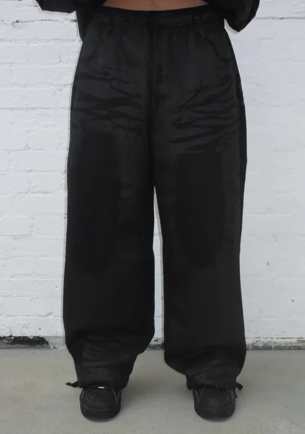 Faithful Leather Effect Oversized Sweatpants Black-3