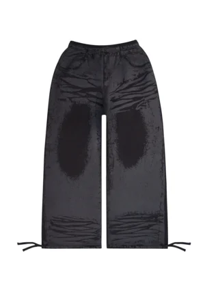 Faithful Leather Effect Oversized Sweatpants Black