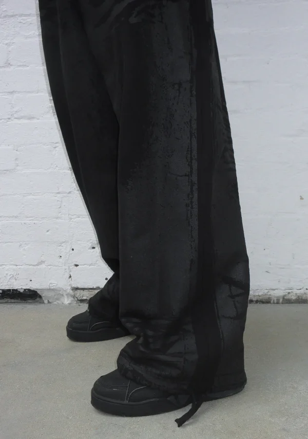 Faithful Leather Effect Oversized Sweatpants Black-4