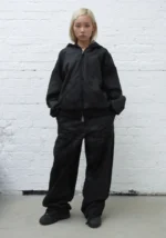 Faithful Leather Effect Oversized Sweatpants Black-5