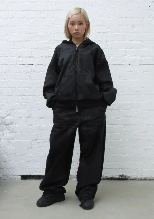 Faithful Leather Effect Oversized Sweatpants Black-5