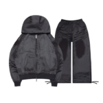 Faithful Leather Effect ZIP Tracksuit Black