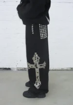 Faithful Studded Oversized Sweatpants Black-2