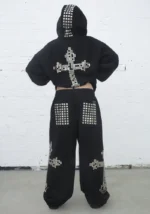 Faithful Studded Oversized Sweatpants Black-4