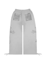 Faithful Studded Oversized Sweatpants Grey Marl-1