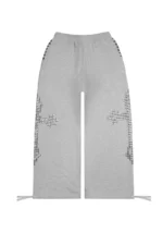 Faithful Studded Oversized Sweatpants Grey Marl