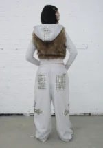Faithful Studded Oversized Sweatpants Grey Marl-4