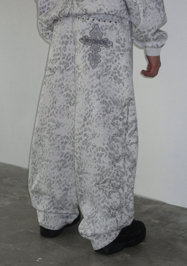 Feral Studded Oversized Sweatpants Snow Leopard-1