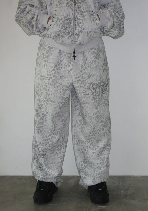 Feral Studded Oversized Sweatpants Snow Leopard-2
