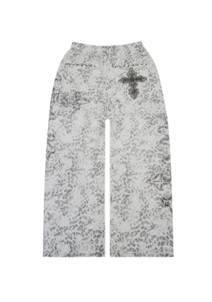 Feral Studded Oversized Sweatpants Snow Leopard